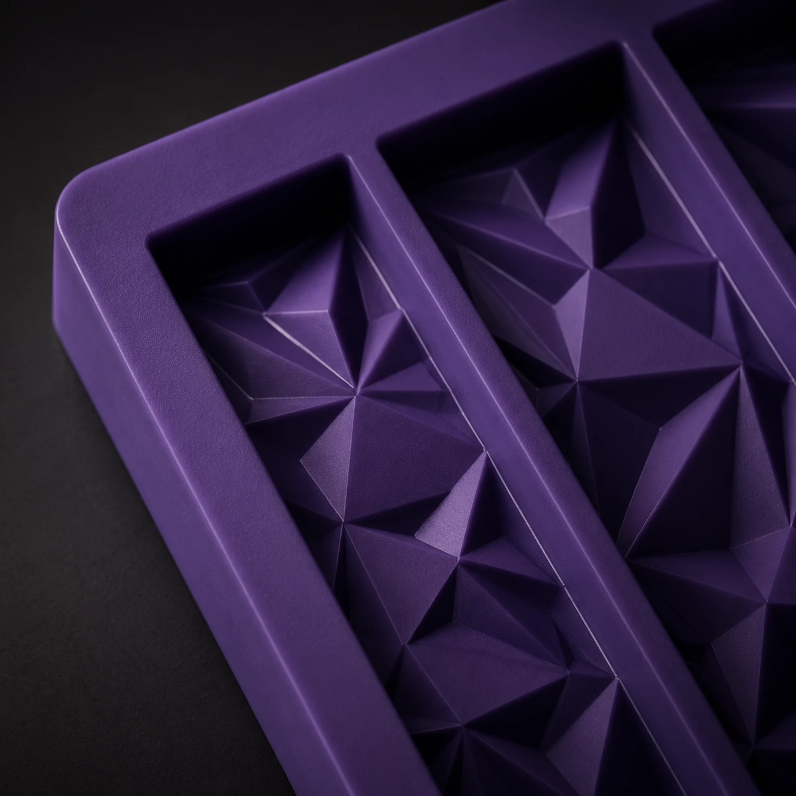 Macro close-up of a purple custom silicone mold by FORM Dubai