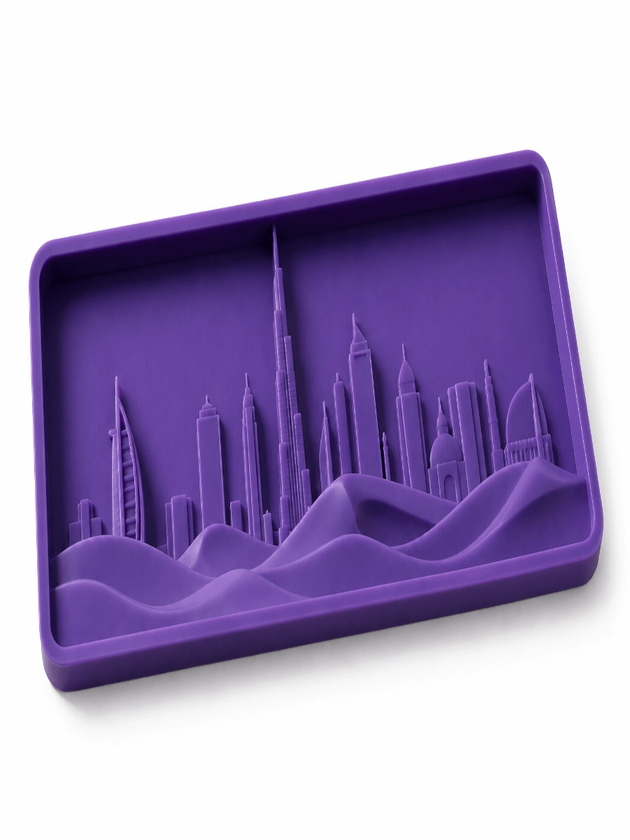 Purple silicone mold inspired by Dubai skyline by FORM Dubai
